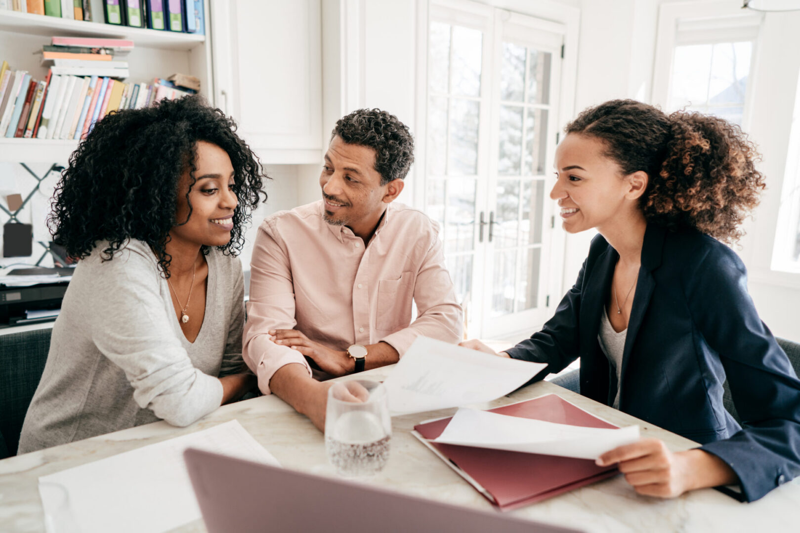 People having a business meeting at home